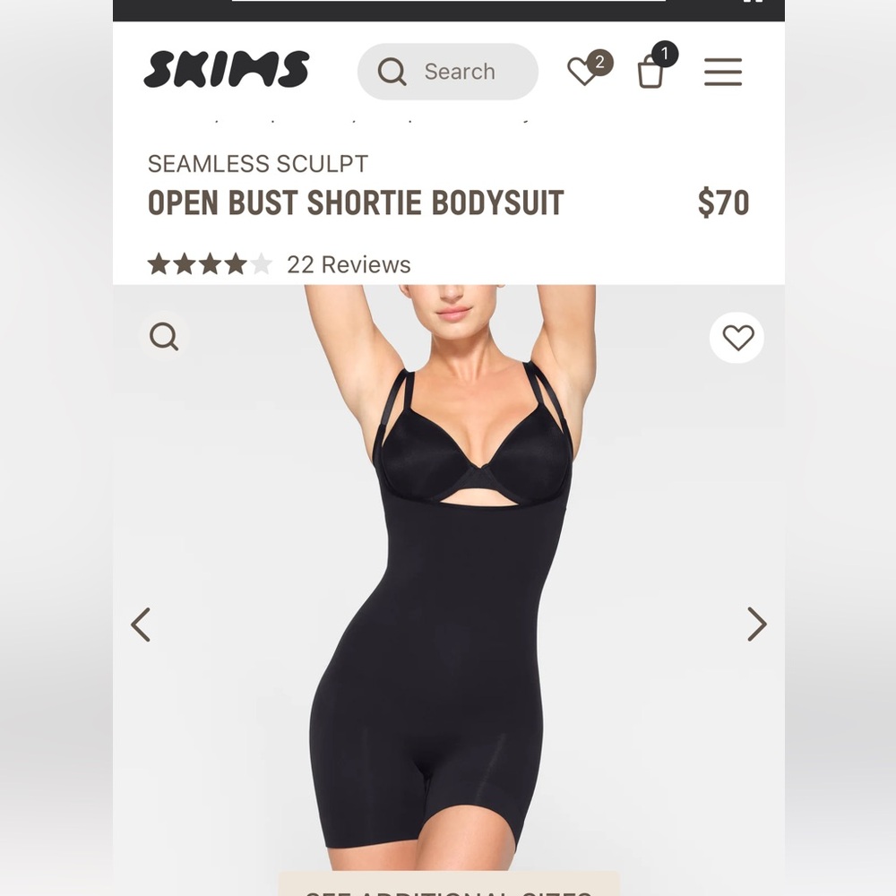 SKIMS Black Seamless Sculpt Open Bust Shortie Bodysuit
